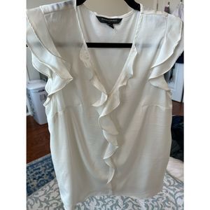 Banana Republic Ruffle Sleeve White Summer Top